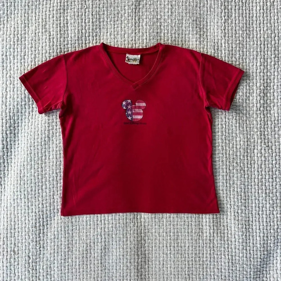 vintage Red Disney V Neck Baby Tee - Picture 6 of 7
